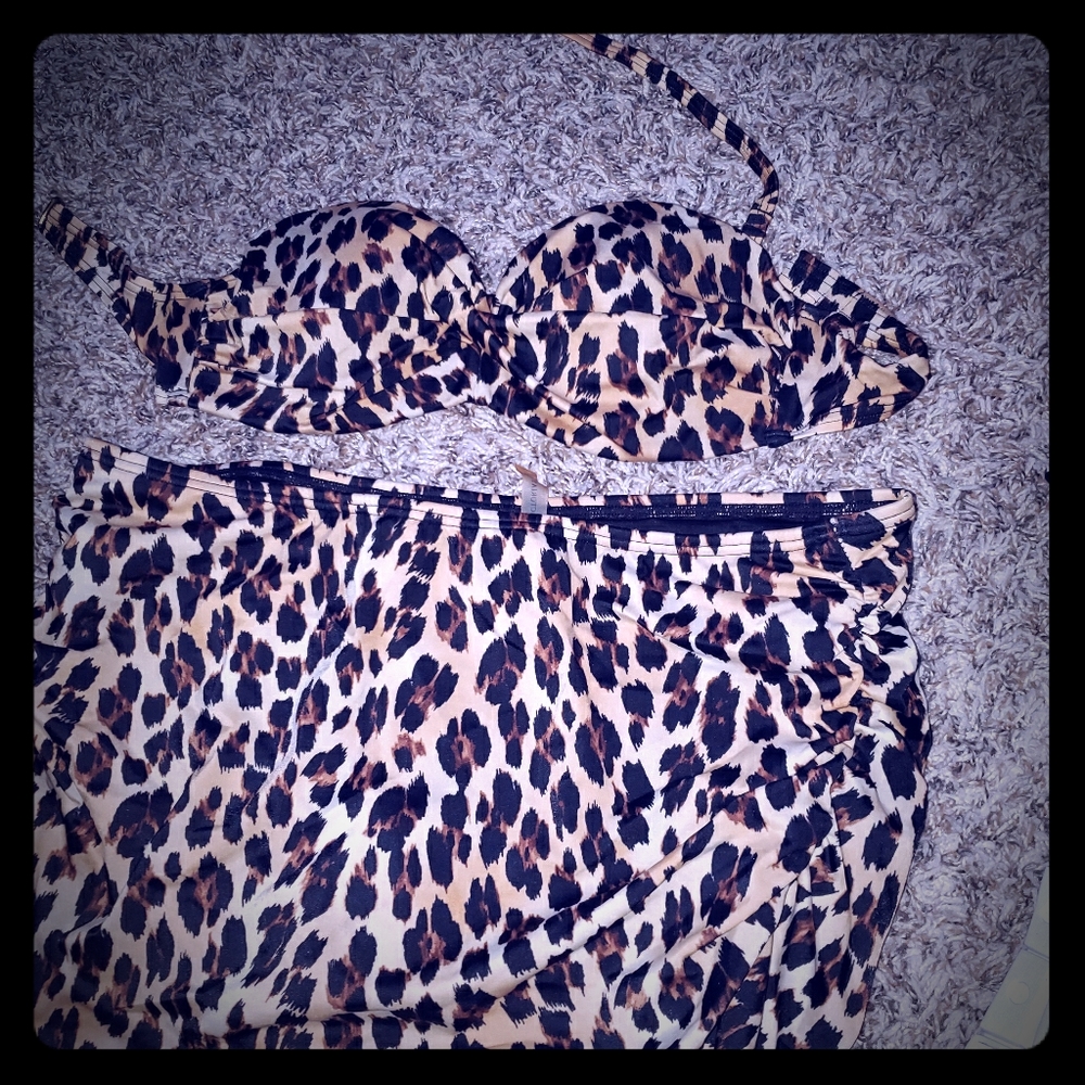 VS leopard print skirt swimsuit